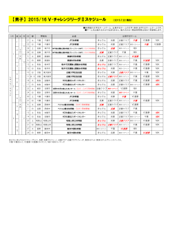 2015/16V・チャレンジリーグⅡ男子大会 日程表