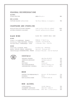 GLASS WINE NON - ALCOHOL BEER COCKTAILs CHAMPAGNE