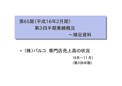 第65期（平成16年2月期）第1四半期 専門点売上高の状況