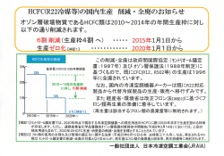 HCFC(R22冷媒等)の国内生産~削減・全廃のお知らせ