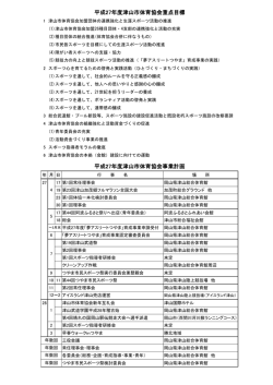 平成27年度津山市体育協会重点目標 平成27年度津山市体育協会事業