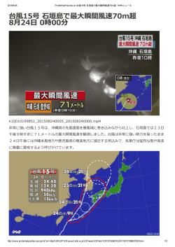 石垣島で瞬間最大風速が71mだった