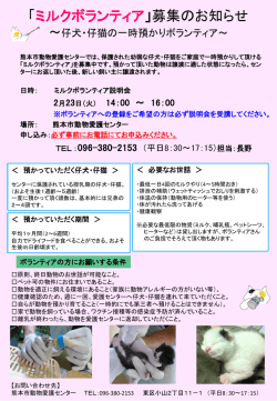 ミルクボランティア - 熊本市動物愛護センター