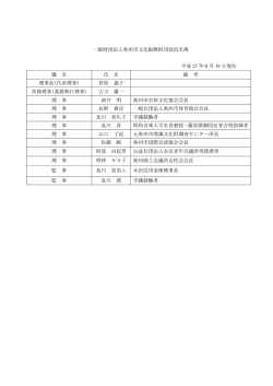 一般財団法人奥州市文化振興財団役員名簿 平成 27 年6月 19 日現在