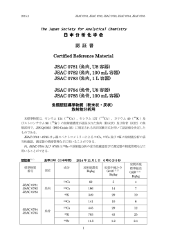認 証 書 Certified Reference Material JSAC 0781 (魚肉, U8 容器