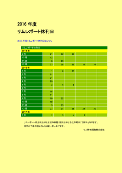 レポート休刊日 - リム情報開発