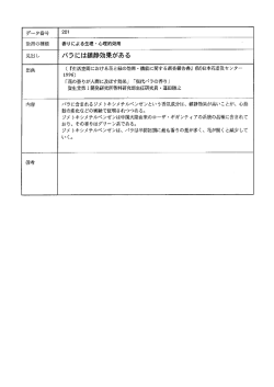 データ番号 20ー 効用の種類 香りによる生理 ー 心理的効用 見出し バラ