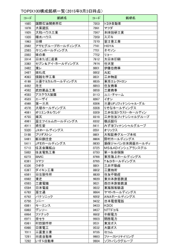 TOPIX100構成銘柄一覧（2015年9月3日時点）