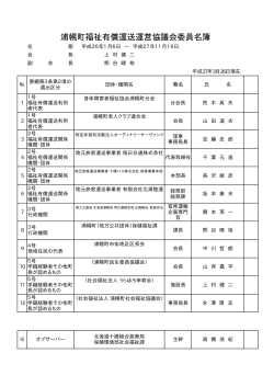 浦幌町福祉有償運送運営協議会委員名簿