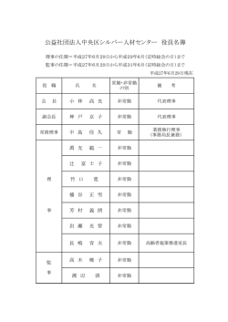 公益社団法人中央区シルバー人材センター 役員名簿