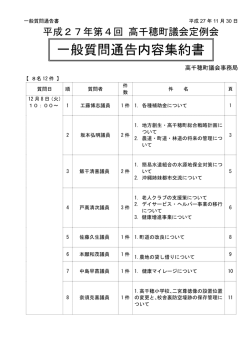 一般質問通告内容集約書