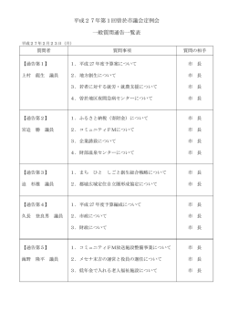 平成27年第1回曽於市議会定例会 一般質問通告一覧表