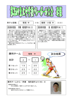 試合前の抱負 斉藤 竜弥選手（NO．3） 試合前の抱負 島 献太郎選手