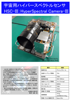 宇宙用ハイパースペクトルセンサ HSC-III：HyperSpectral Camera-III