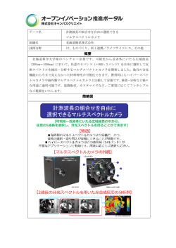 計測波長の組合せを自由に選択できるマルチスペクトルカメラ