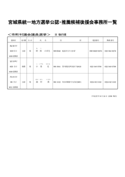 宮城県統一地方選挙公認・推薦候補後援会事務所一覧