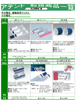 中分類名： 小分類名： 線鋳造用ワックス