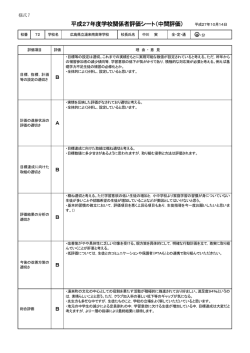 平成27年度学校関係者評価シート（中間評価）