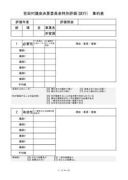 宮田村議会決算委員会特別評価(試行) 集約表