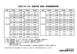 「平成27年12月 佐渡汽船 新潟～両津航路時刻表」