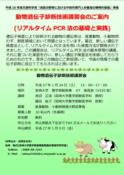 動物遺伝子診断技術講習会のご案内 (リアルタイム