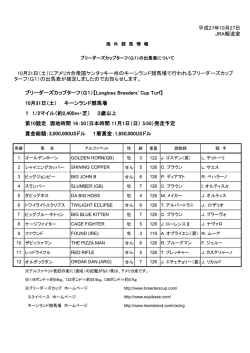 ブリーダーズカップターフ（G1）の出馬表