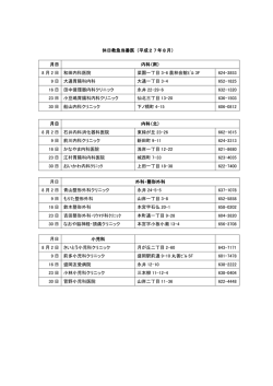 休日救急当番医（平成27年8月） 月日 内科（南） 8 月 2 日 和田内科医院