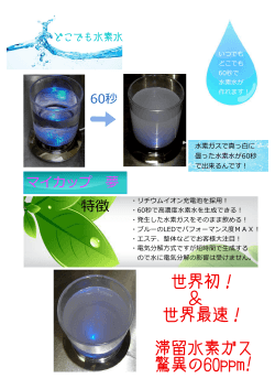 世界初！ ＆ 世界最速！ 滞留水素ガス 驚異の60ppm!