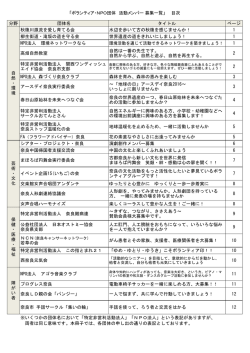 分野 団体名 タイトル ページ 秋篠川源流を愛し育てる会 水辺を歩いて古