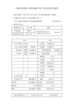 公職の候補者の選挙運動に関する収支報告書要旨