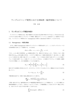 ランダムピニング模型における相転移・臨界現象について
