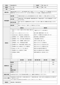 科目名 栄養指導論実習2 担当者 教授 福嶋 伸子 履修期 2年 後期 単位
