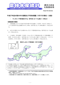 平成27年産水稲の作付面積及び予想収穫量（10月15日現在）（北陸）