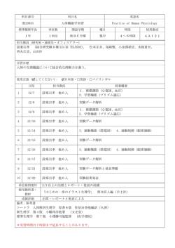 HE20033 人体機能学実習 Practice of Human Physiology 1年 秋BC