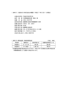 （参考 1）久留米ガス株式会社の概要（平成27年3月31日現在） (1)設立