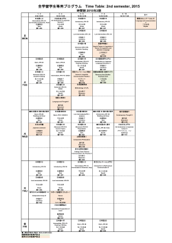 全学留学生等用プログラム Time Table: 2nd semester, 2015