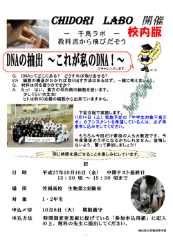DNAの抽出～これが私のDNA！～
