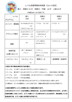 レベル別使用教材系統表（2015.9 改定） 導入・初級① 30 分 初級②