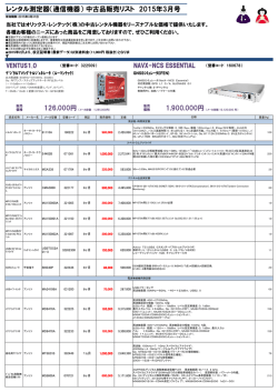 レンタル測定器（通信機器） 中古品販売リスト 2015年3月号 126,000円
