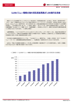 SJAMバリュー戦略の海外受託資産残高が1,000億円を突破