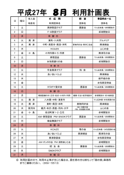 平成27年 8月 利用計画表