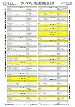 プレミアム商品券取扱店名簿