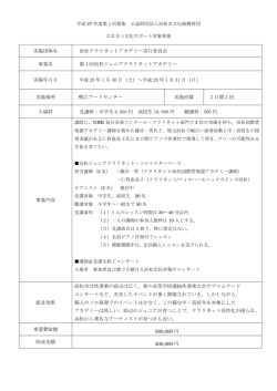 実施団体名 浜松クラリネットアカデミー実行委員会 事業名 第 1 回浜松