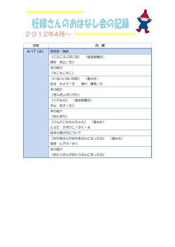 プレパパ・プレママの絵本タイムの記録（2012年4月～2013年3月）