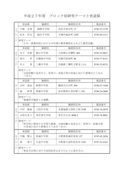 平成27年度 ブロック別研究テーマと世話係