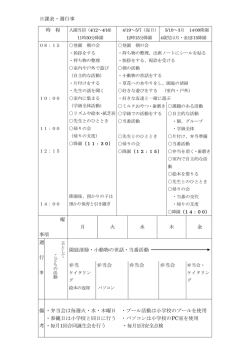 日課表・週行事 時 程 曜 事項 月 火 水 木 金 週 行 園庭清掃・小動物の