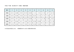 平成27年度 第2期スポーツ教室 実施日程表 曜日 ① ② ③ ④ ⑤ ⑥ ⑦