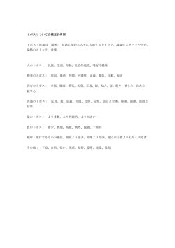 トポスについての補足的考察 トポス：原義は「場所」。対話に関わる人々に