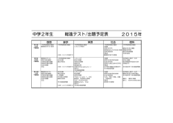 総進テスト/出題予定表 中学2年生 2015年
