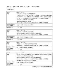 別紙3 Web直販 NEC Directモデルの概要 ＜LaVie G＞